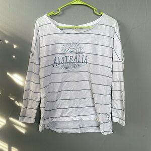 Pacific Creations Women’s Medium Cotton striped Australia Down Under Long Sleeve